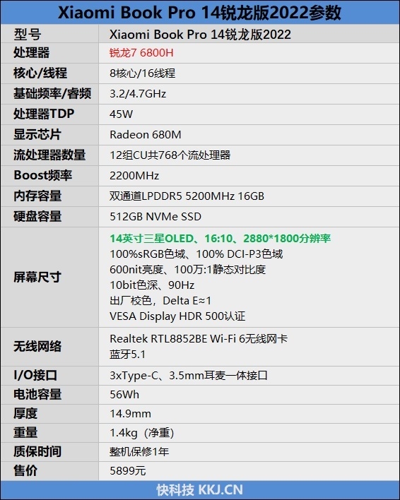 Xiaomi Book Pro 14锐龙版2022评测： 搭载锐龙7 6800H处理器可玩3A大作